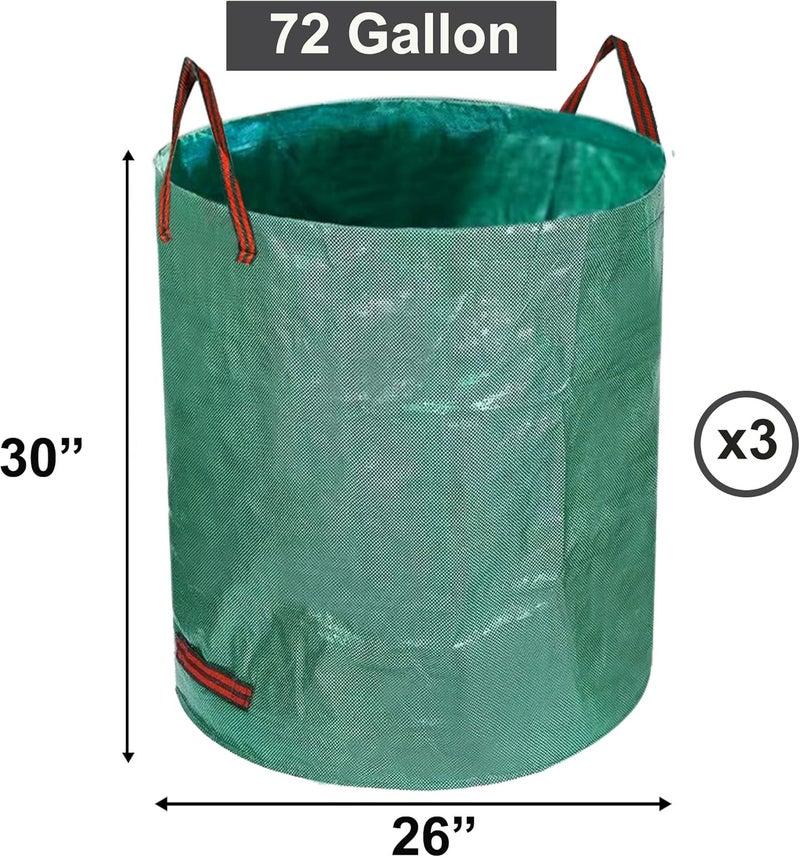 MTRSOCHO 72 Gallon Garden Waste Bag, Reusable Leaf Bag Yard Waste Bag 3 Pack Lawn Yard Bag with Reinforced Handles for Loading Garden Leaves and Trash - Image 2